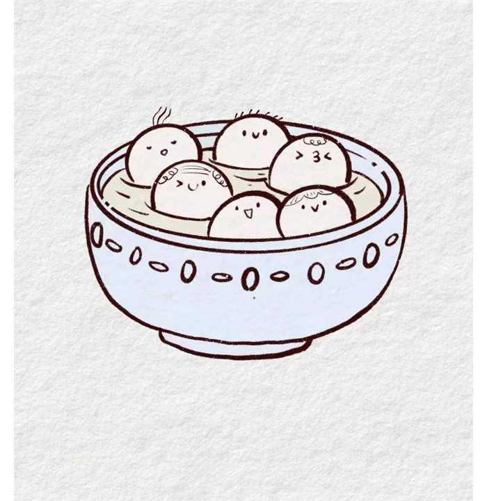 元宵节汤圆简笔画图片教程