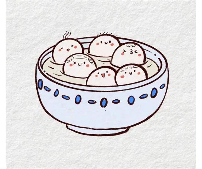 元宵节汤圆简笔画图片教程