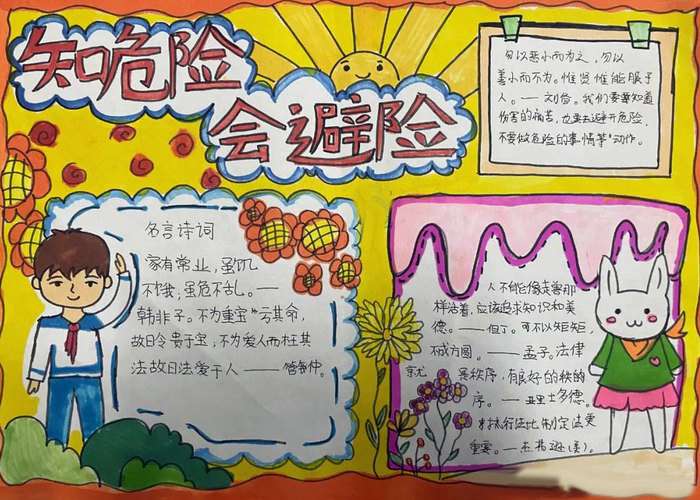 知危险会避险守护安全成长手抄报图片