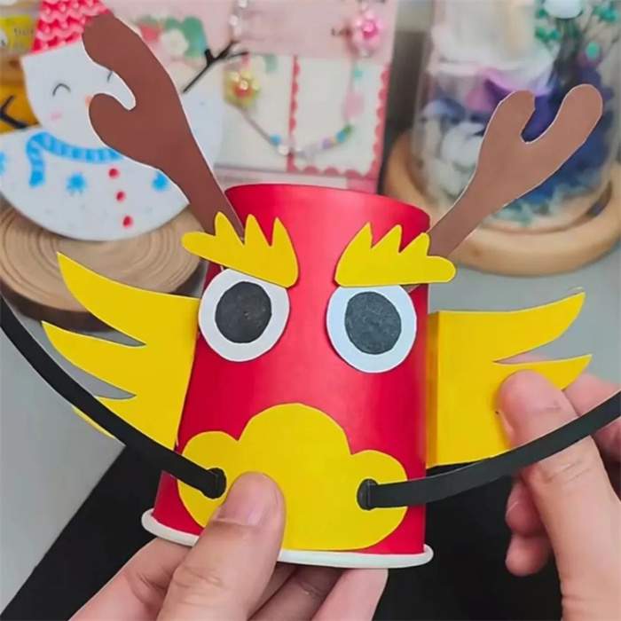 龙年一次性纸杯手工制作龙头