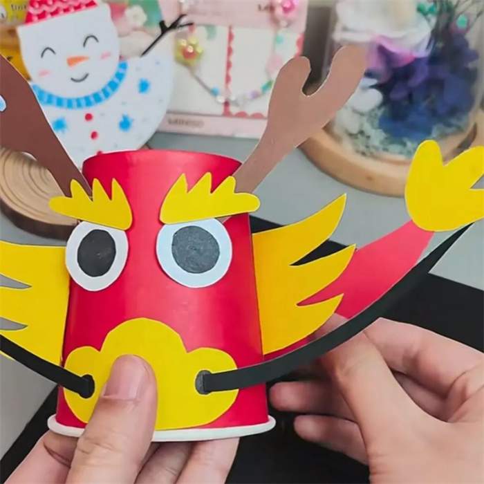 龙年一次性纸杯手工制作龙头