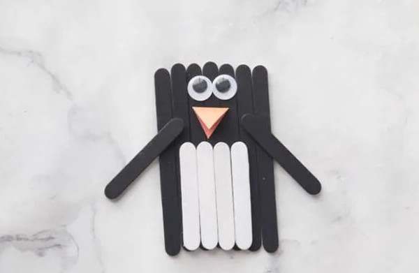 冰棍棒废物利用手工制作《小企鹅》