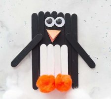 冰棍棒废物利用手工制作《小企鹅》