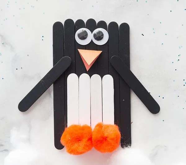 冰棍棒废物利用手工制作《小企鹅》