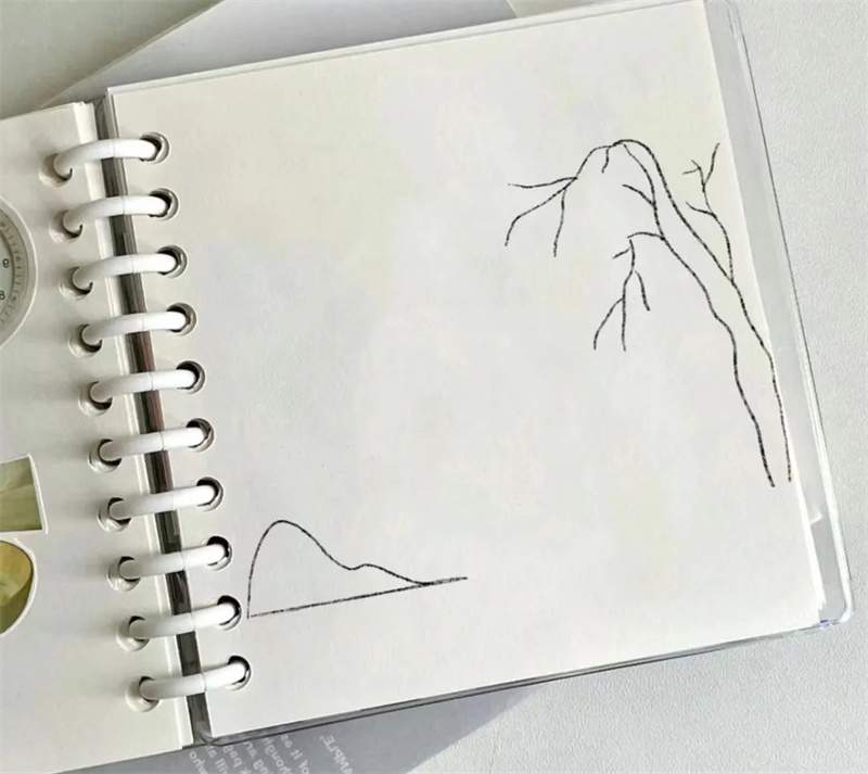 柳树简笔风景画：春风又绿江南岸