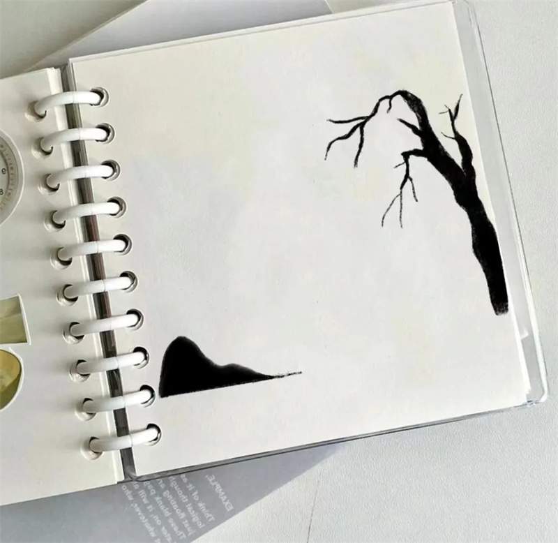 柳树简笔风景画：春风又绿江南岸