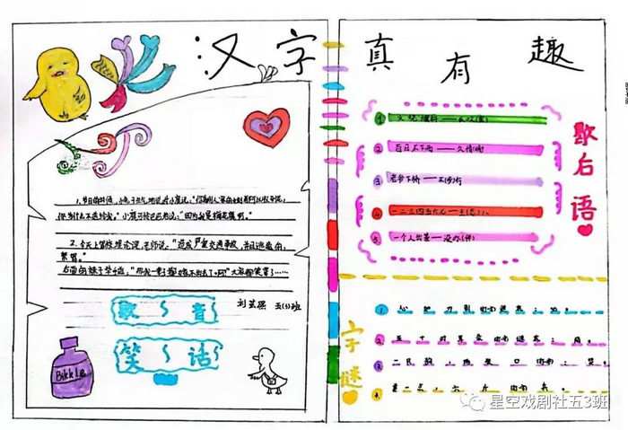 走进汉字遨游汉字王国手抄报图片及内容