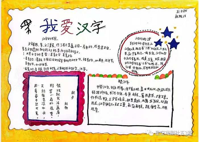 走进汉字遨游汉字王国手抄报图片及内容