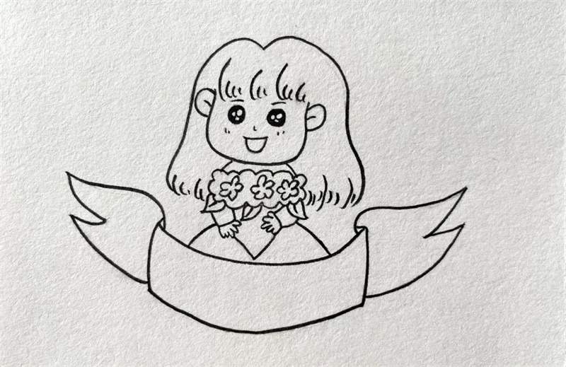 女生节简笔画教程图片