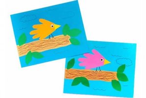 手印画手工制作：拼贴画树上的小鸟(步骤图解