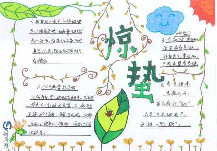 节气惊蛰手抄报图片及内容