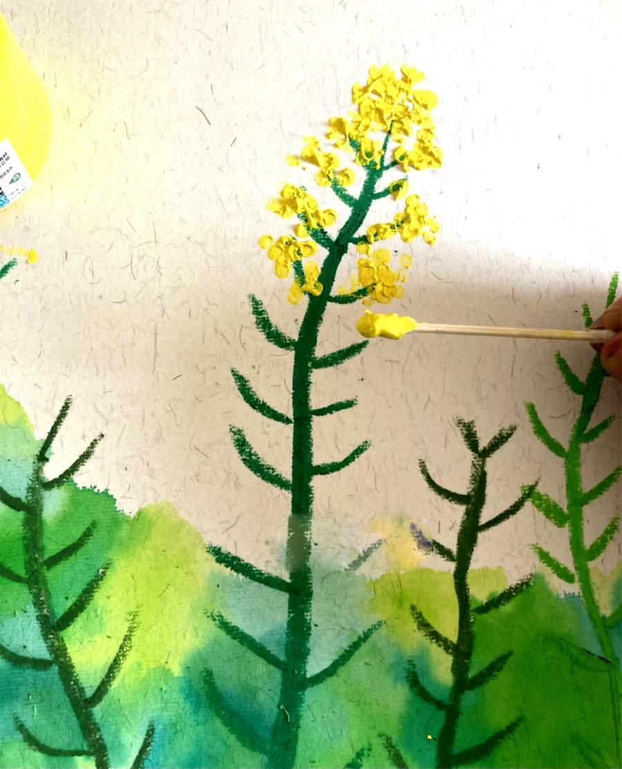 油画棒作品《春天里的油菜花》