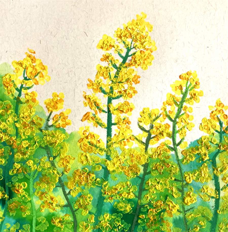 油画棒作品《春天里的油菜花》