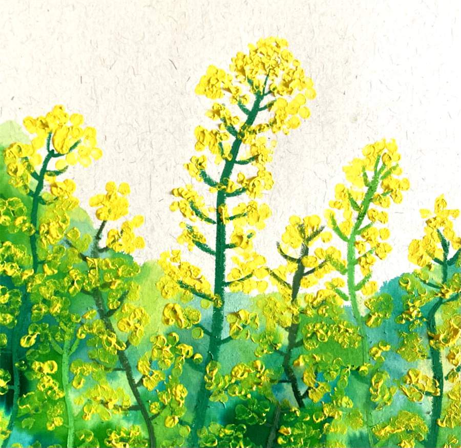 油画棒作品《春天里的油菜花》
