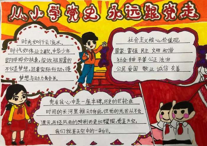 爱国立志心向党尊师守纪和雅行手抄报