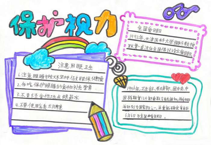 保护视力预防近视手抄报图片