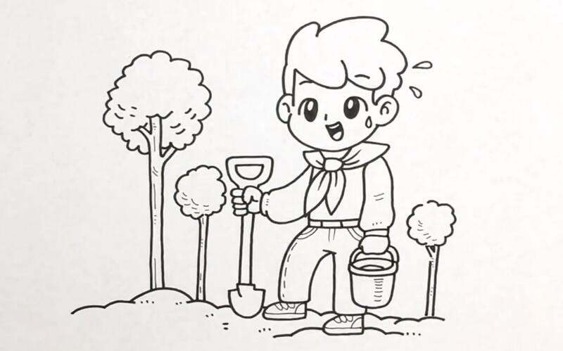 植树节儿童简笔画怎么画简单又漂亮