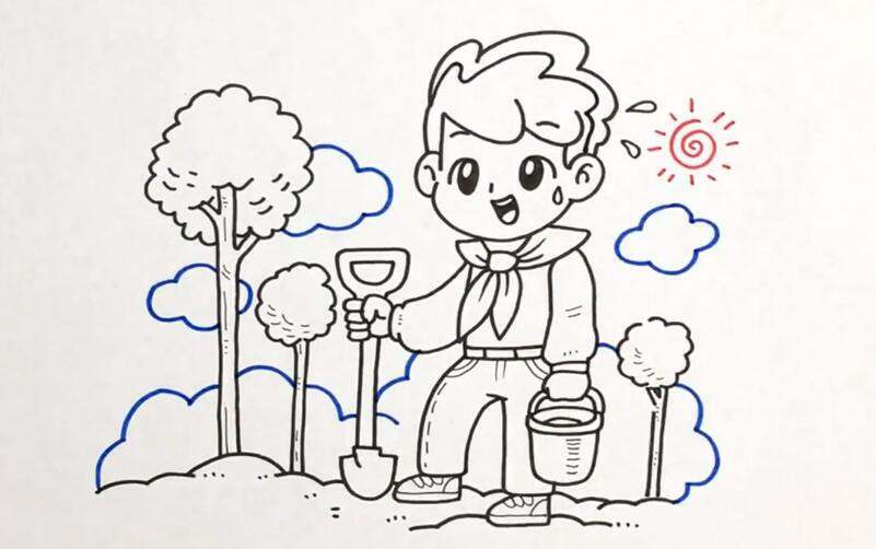 植树节儿童简笔画怎么画简单又漂亮