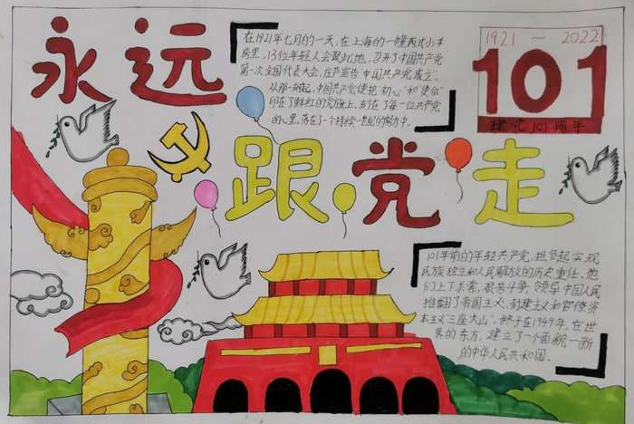 一二年级红领巾心向党手抄报图片及内容