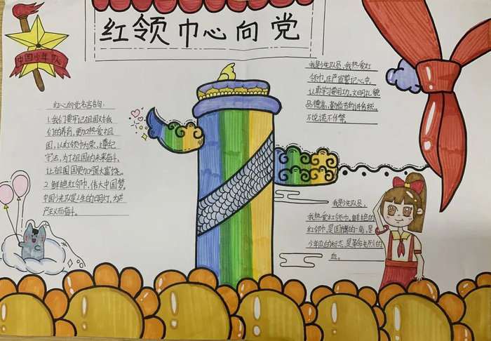 一二年级红领巾心向党手抄报图片及内容