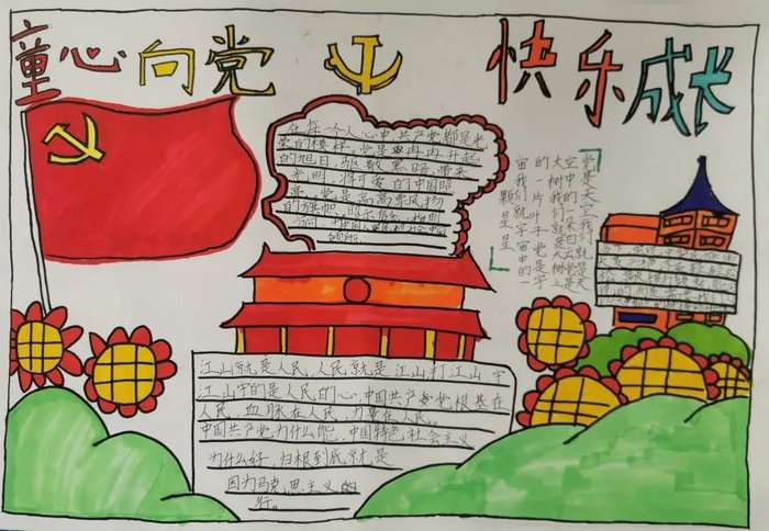 一二年级红领巾心向党手抄报图片及内容
