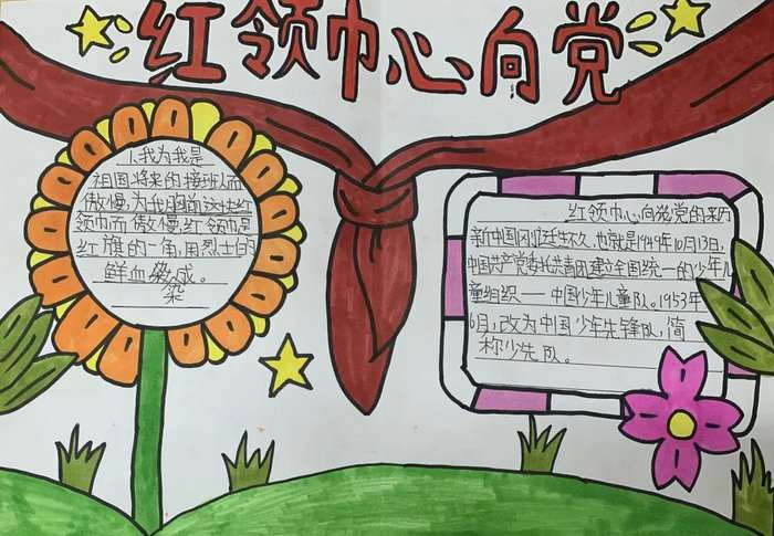 一二年级红领巾心向党手抄报图片及内容