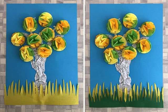 旧报纸粘贴画手工制作三维立体白桦树