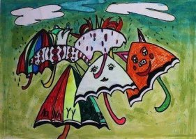 幼儿园大班美术《美丽的雨伞》教案及教学反思