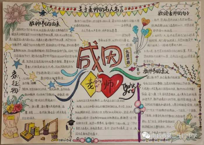 尊师重教教师节主题手抄报图片及内容