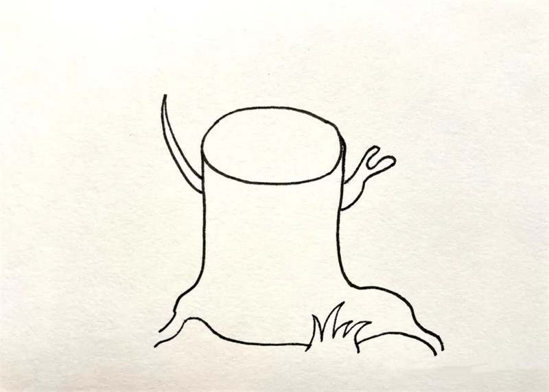 生机勃勃的树桩简笔画图片教程