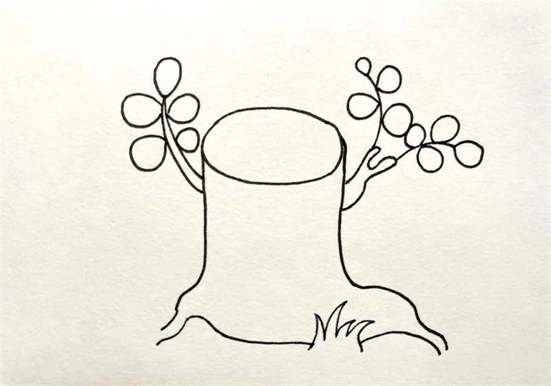 生机勃勃的树桩简笔画图片教程