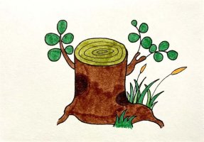 生机勃勃的树桩简笔画图片教程