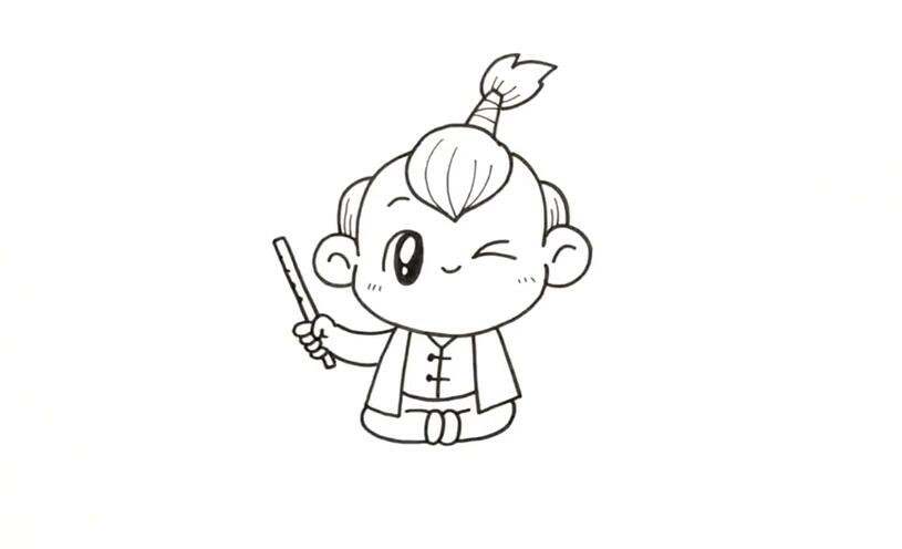 儿童简笔画清明节：牧童骑黄牛