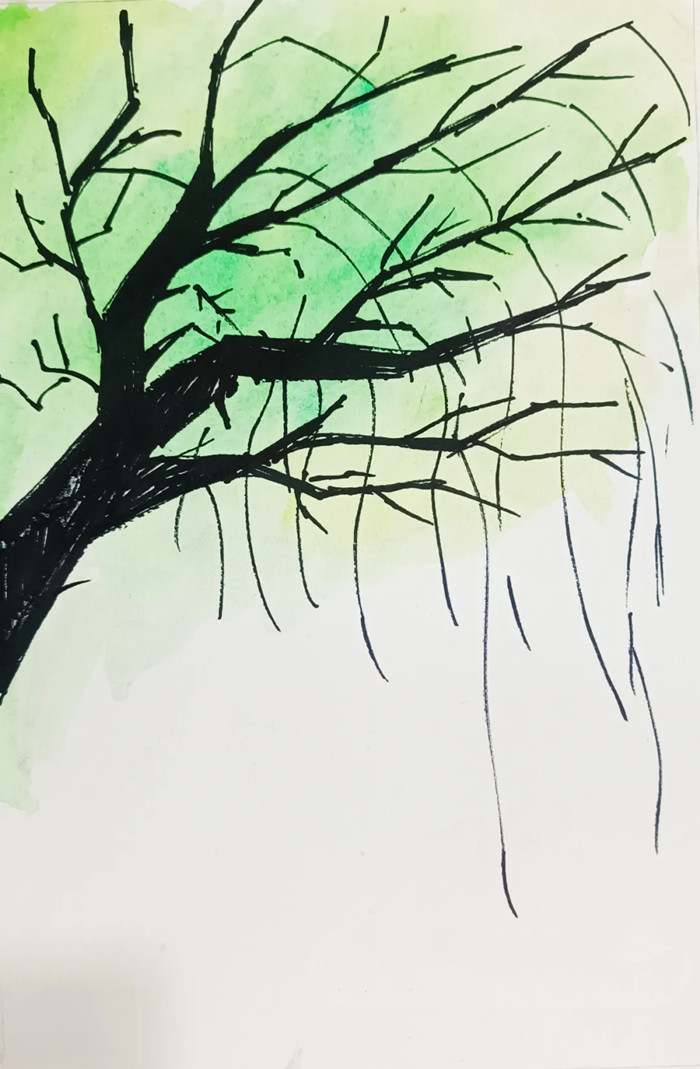 低龄段创意美术诗配画《咏柳》