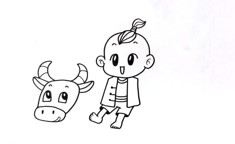 清明节儿童画，画出可爱的牧童骑黄牛