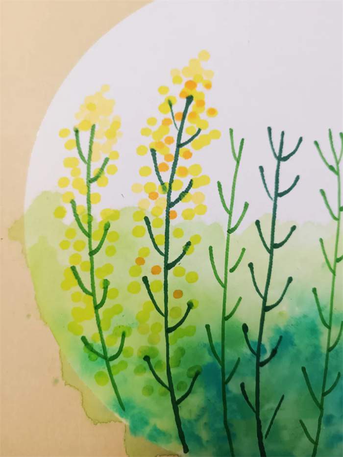 儿童春季创意美术《油菜花开》
