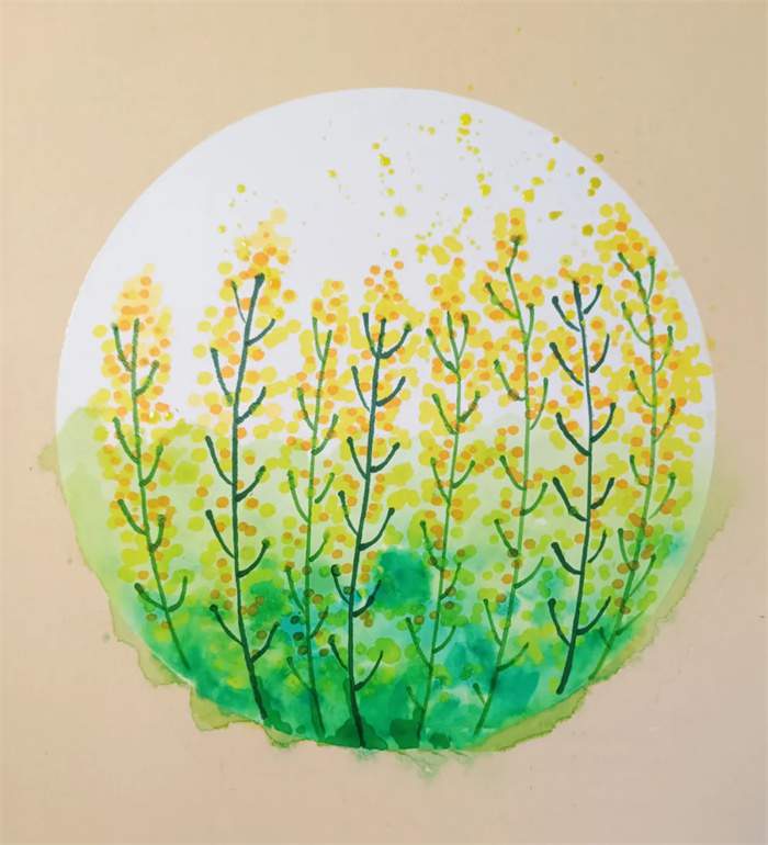 儿童春季创意美术《油菜花开》