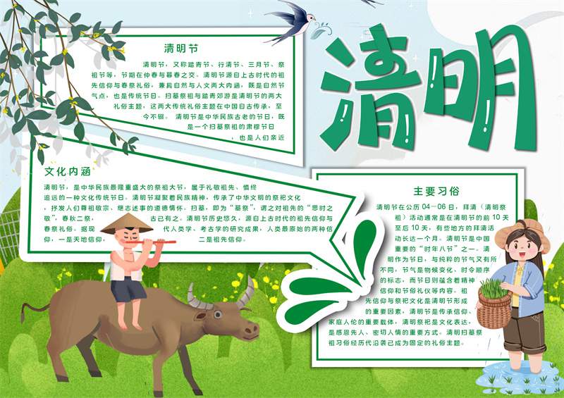关于清明节的电子手抄报图片