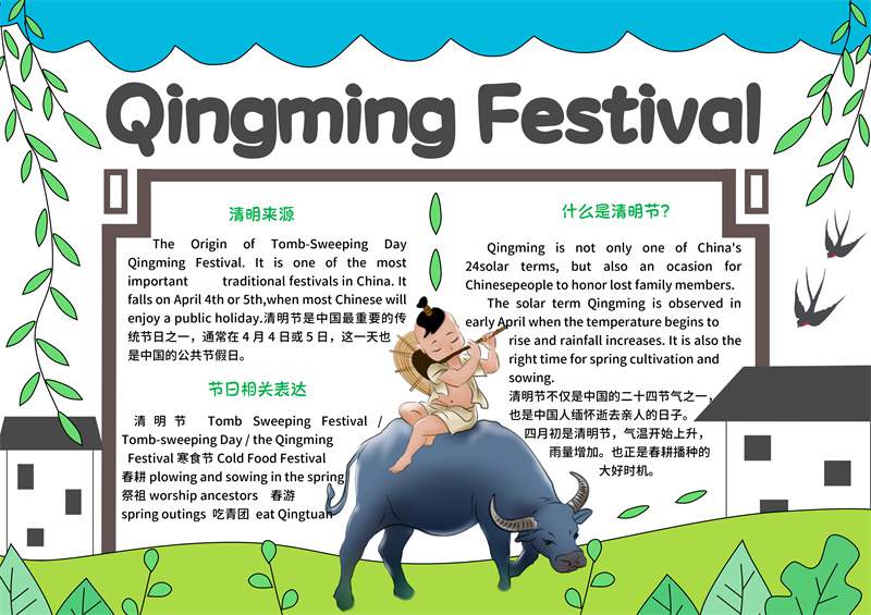 关于清明节的电子手抄报图片