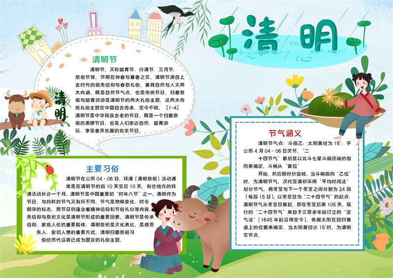 关于清明节的电子手抄报图片