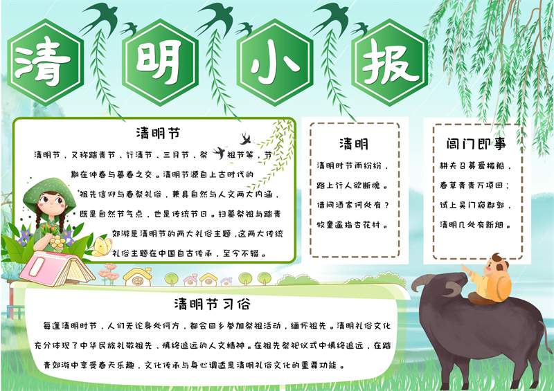 关于清明节的电子手抄报图片