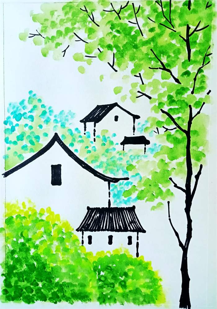 春意盎然的少儿美术课程《一年新绿》