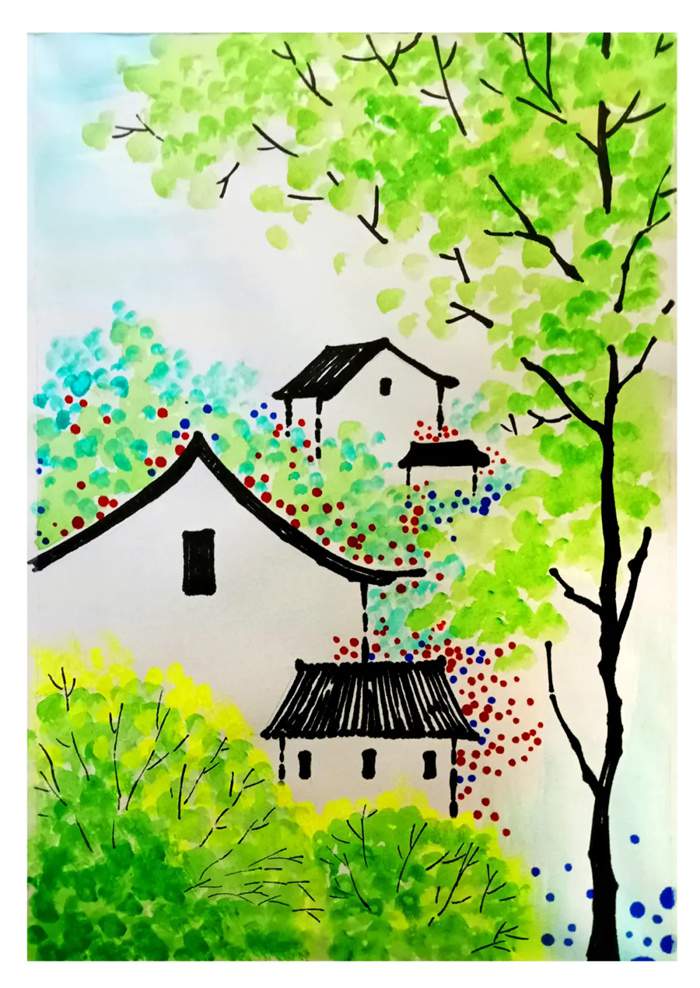 春意盎然的少儿美术课程《一年新绿》