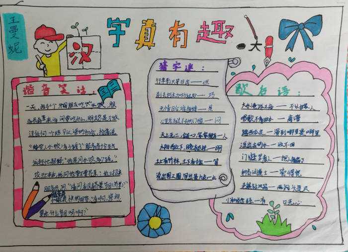 有趣的汉字手抄报图片简单又漂亮