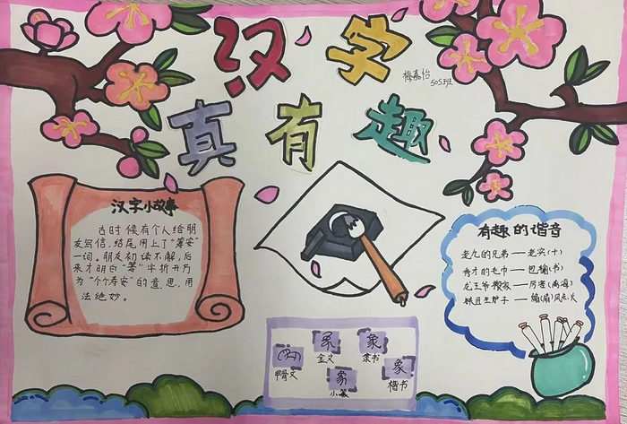 有趣的汉字手抄报图片简单又漂亮