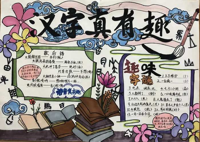 有趣的汉字手抄报图片简单又漂亮