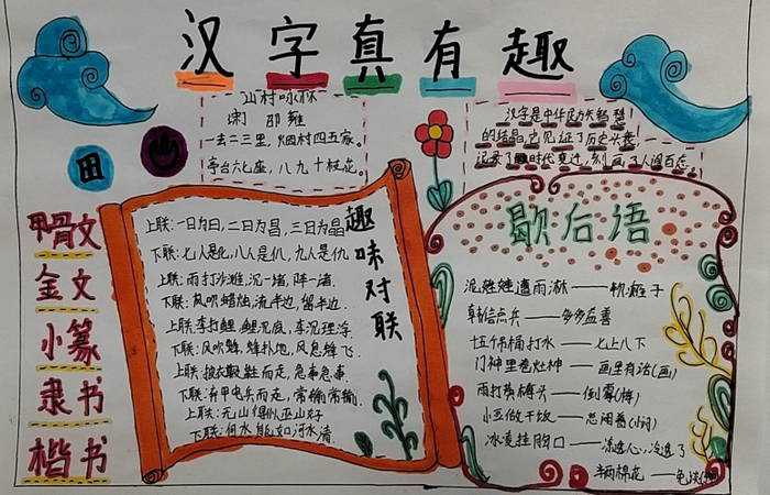 有趣的汉字手抄报图片简单又漂亮