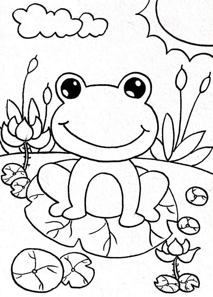 池塘里的青蛙简笔画图片教程简单