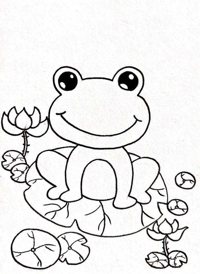 池塘里的青蛙简笔画图片教程简单