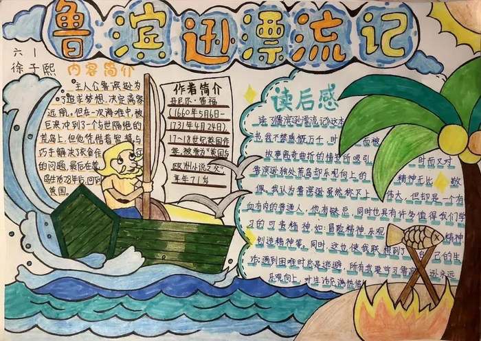 好书推荐鲁滨逊漂流记手抄报图片